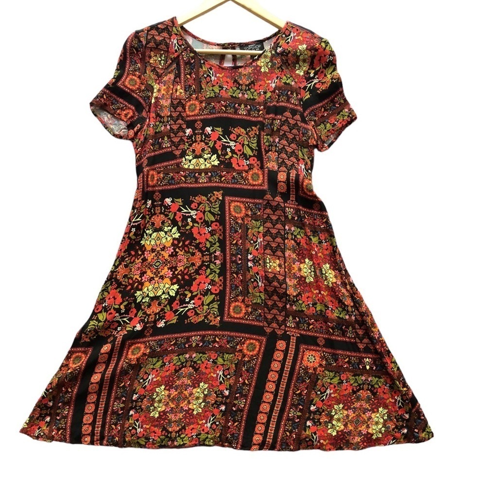 Topshop Maternity & postpartum colourful  boho dress. Size 4. Red orang floral